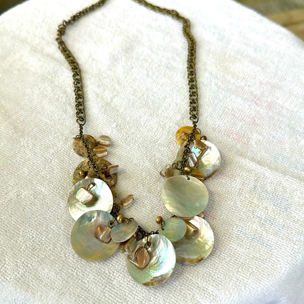 Ladies Handmade 24 Long Mother of Pearl Necklace with Lobster claw Clasp